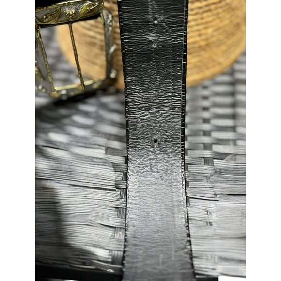 Alexis Kirk Black Reptile Embossed Leather Belt With Cabochon Buckle main image 9